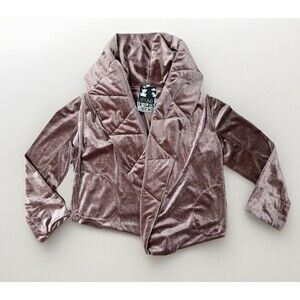 Young Fabulous & Broke Pink Crushed Velvet Open Drape Hoodie  Womens Size Medium